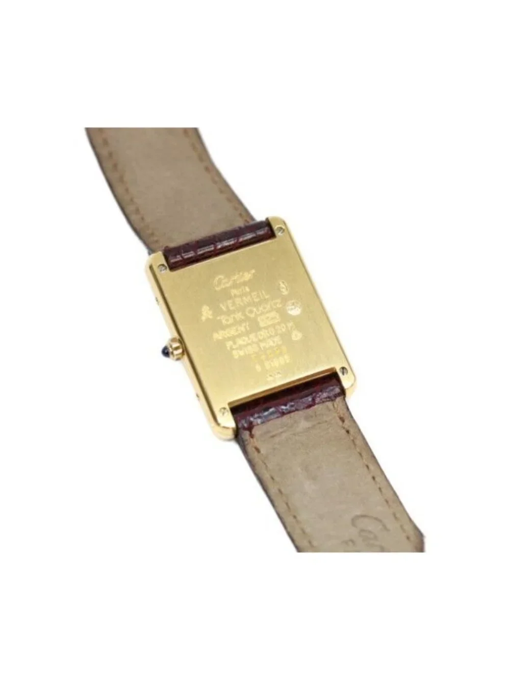 Cartier Must Tank Vermeil LM Trinity Dial Quartz Leather